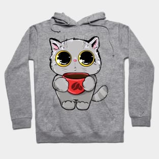 Cute cat with coffee Hoodie